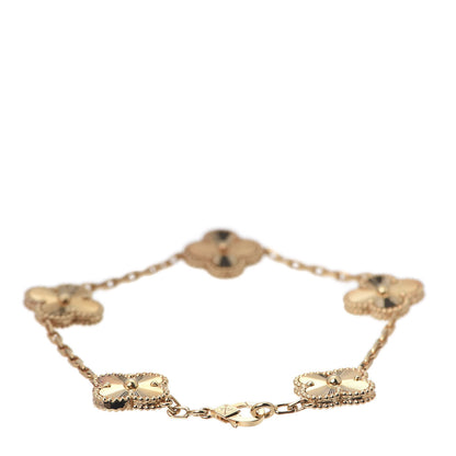 Van Cleef & Arpels 18K Yellow Gold 5 Motifs Guilloche Vintage Alhambra Bracelet 3 of 8
