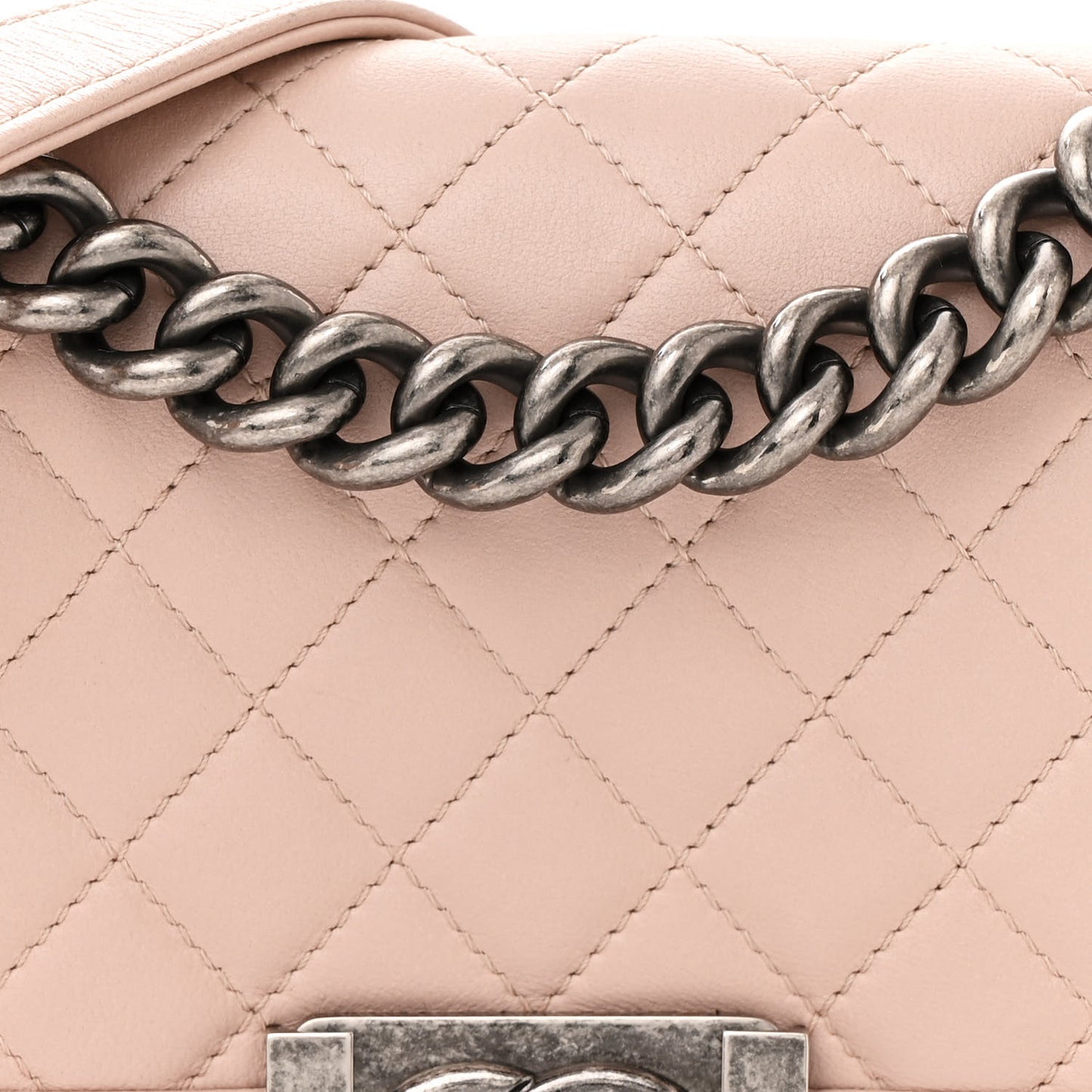 Calfskin Quilted Small Boy Flap Light Pink