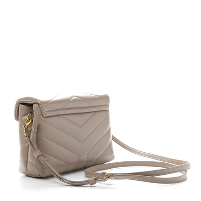 Saint Laurent Calfskin Y Quilted Monogram Toy Loulou Crossbody Bag Dark Beige 3 of 12
