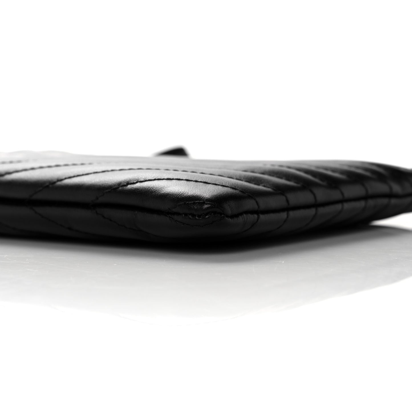 Calfskin Matelasse Chevron Monogram A5 Wristlet Black