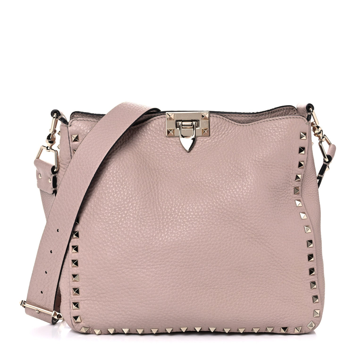 Valentino Garavani Pebbled Calfskin Small Rockstud Flip-Lock Messenger Bag Water Rose 1 of 10