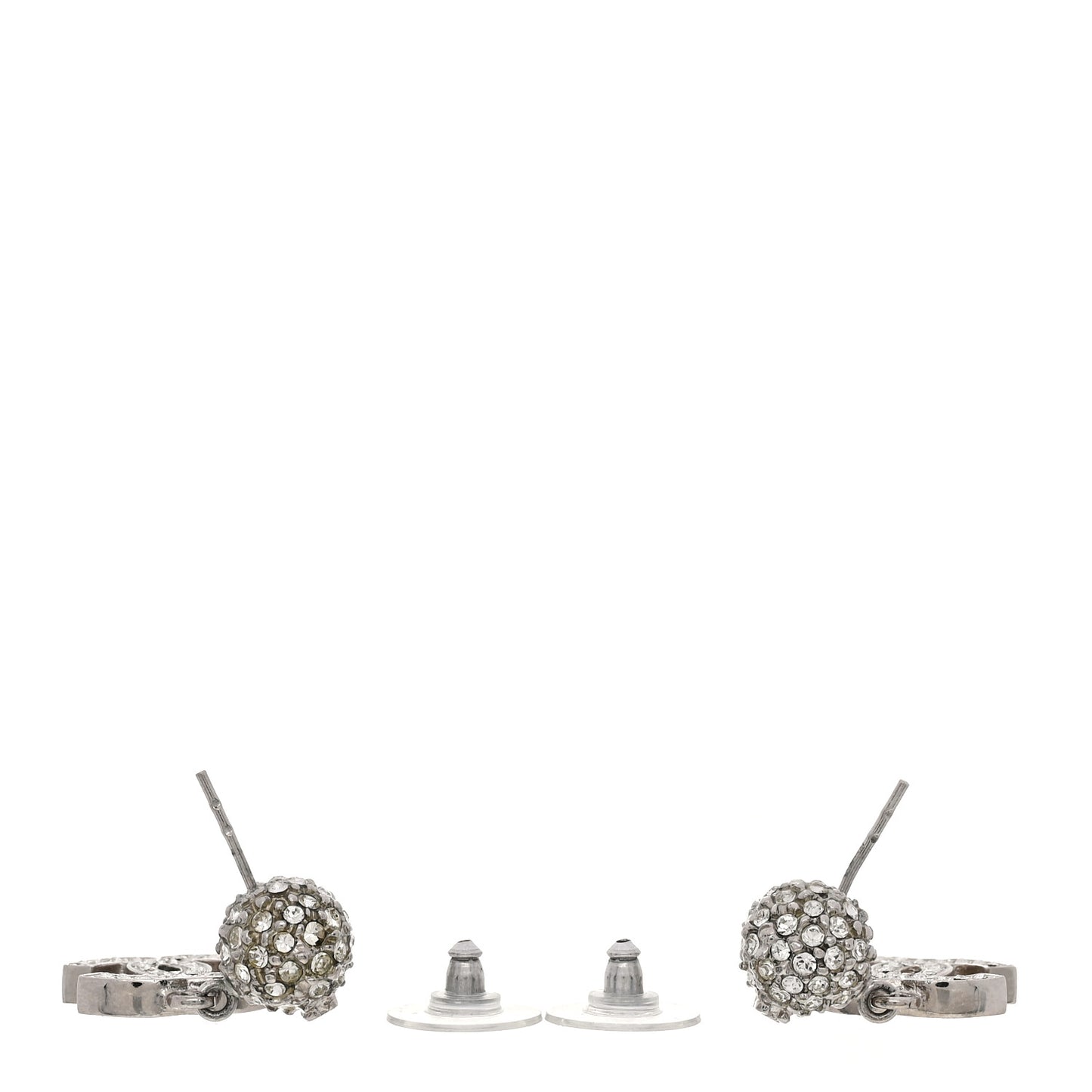 Crystal CC Drop Earrings White Silver