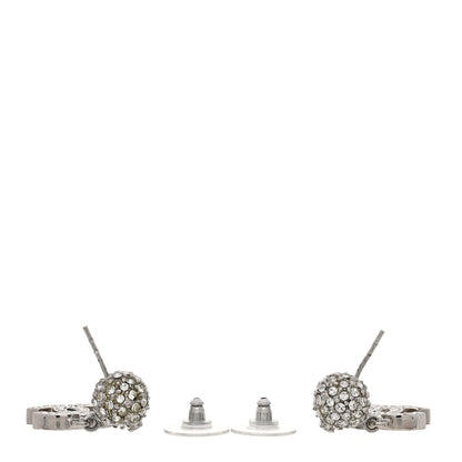 Chanel Crystal CC Drop Earrings White Silver 3 of 5
