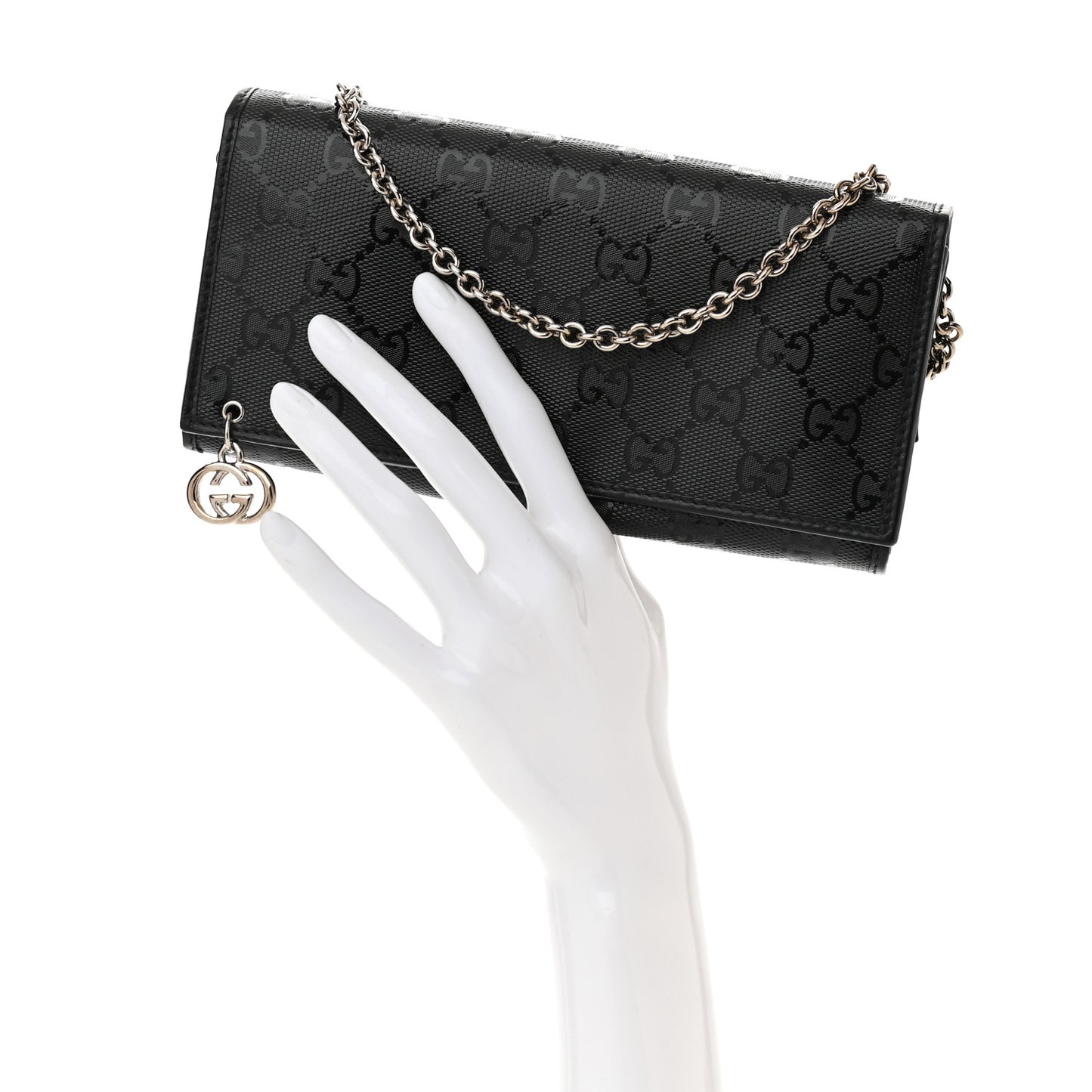 Imprime Monogram GG Pierce Chain Clutch Wallet Black