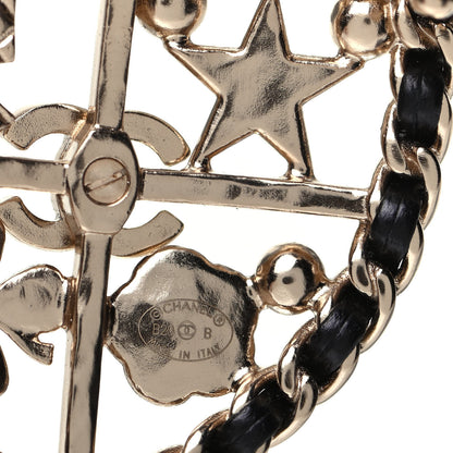 Chanel Lambskin Pearl Strass Sergeant Chanel Shield Brooch Gold 3 of 3