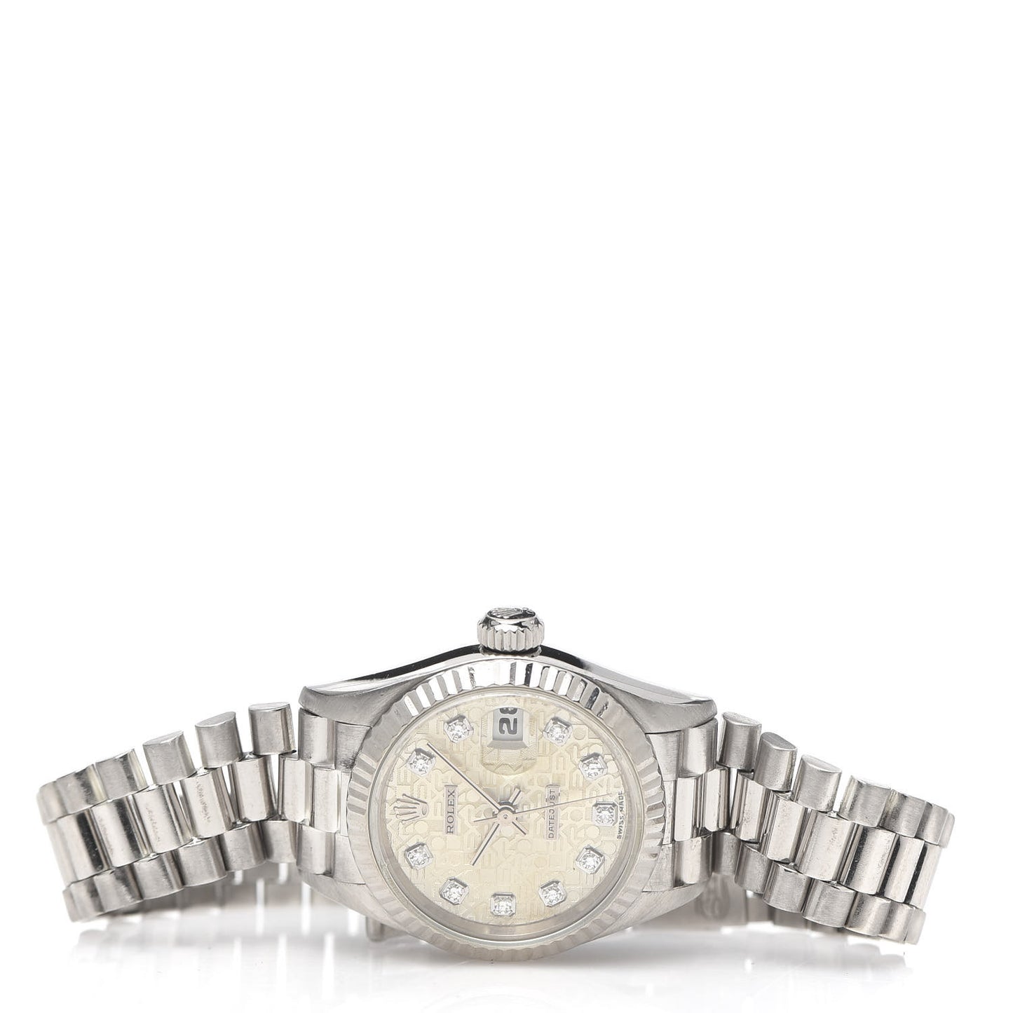 18K White Gold Diamond 26mm Datejust President Watch Silver Jubilee 69179