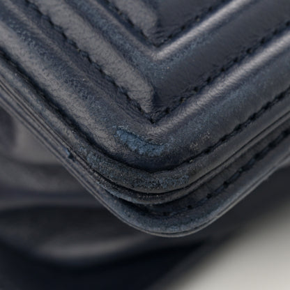 Chanel Lambskin Quilted New Medium Boy Flap Dark Navy Blue 11 of 16