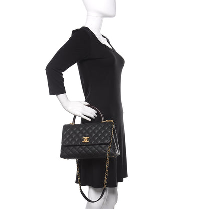Chanel Caviar Lizard Embossed Quilted Small Coco Handle Flap Black 3 of 12