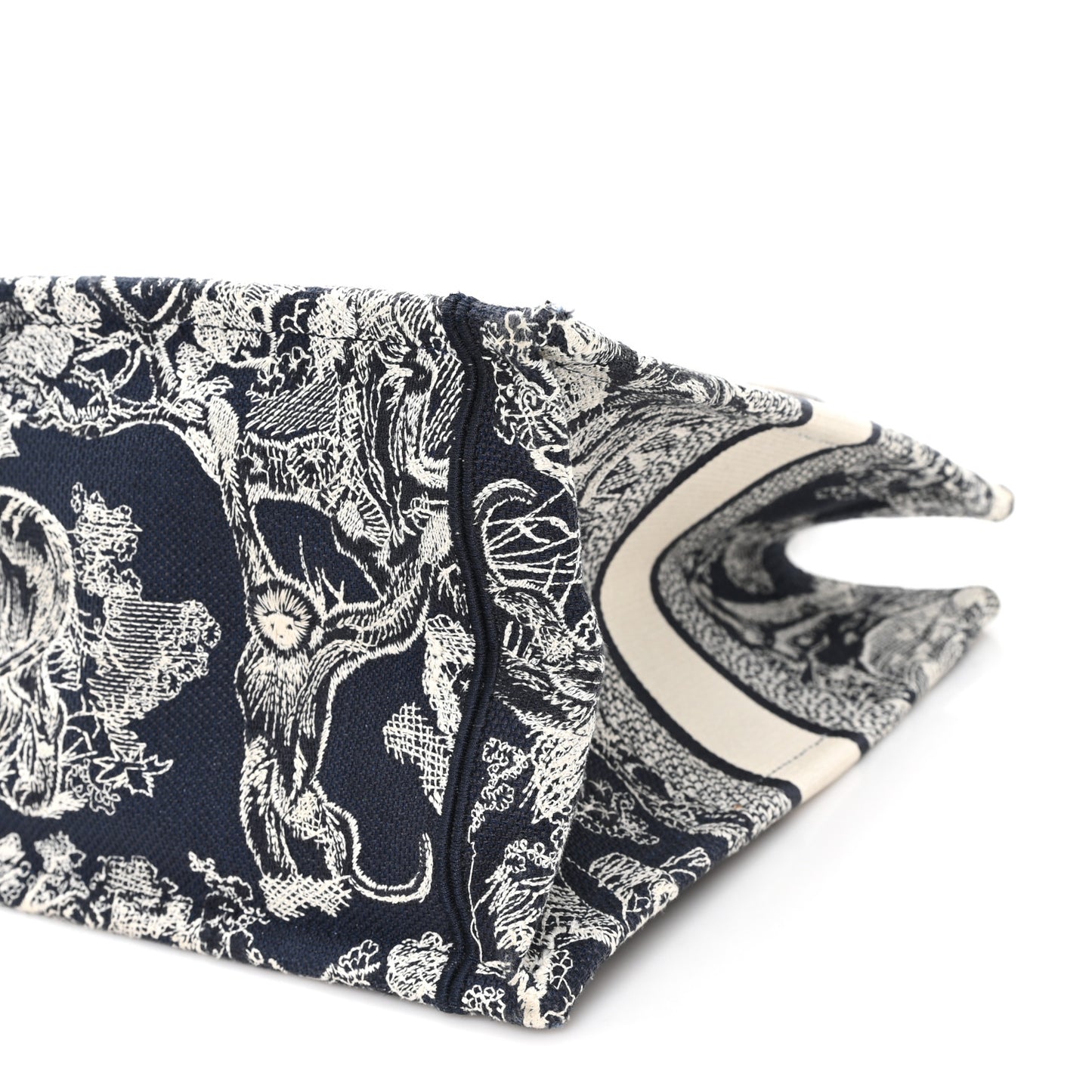Canvas Embroidered Medium Dioriviera Toile De Jouy Reverse Book Tote Blue