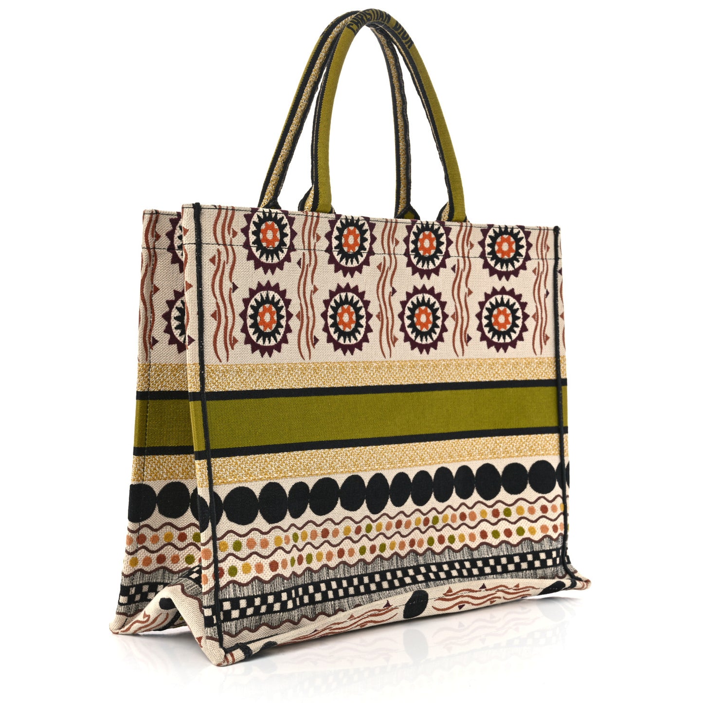 Canvas Embroidered Geometric Large Book Tote Multicolor