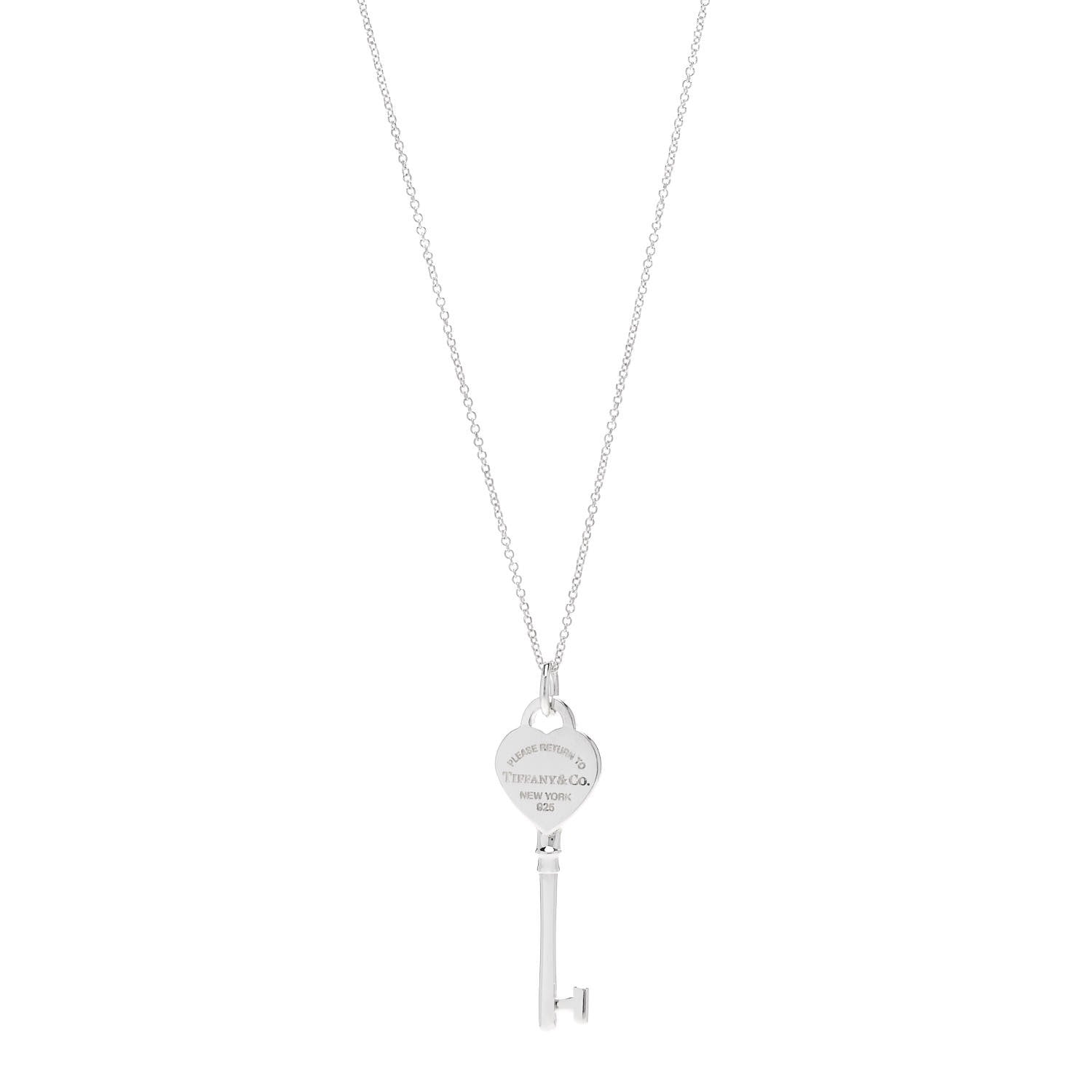 Tiffany Sterling Silver Return to Tiffany Heart Key Pendant Necklace 1 of 5