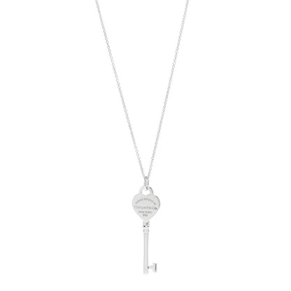 Tiffany Sterling Silver Return to Tiffany Heart Key Pendant Necklace 1 of 5
