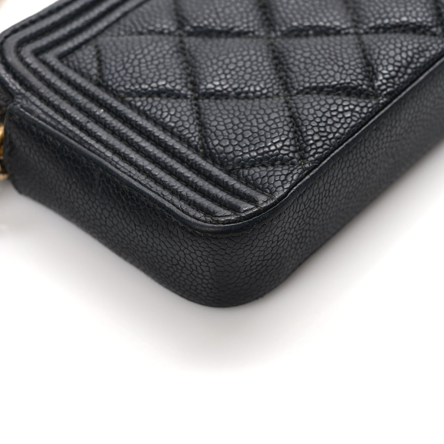 Caviar Quilted Small Boy Clutch With Chain Black