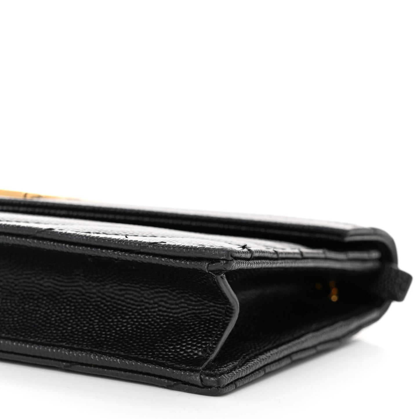 Grain De Poudre Matelasse Chevron Monogram Envelope Chain Wallet Black