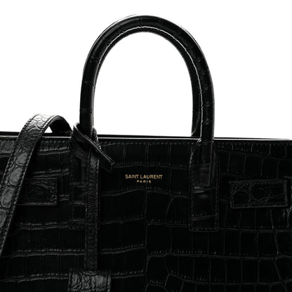 Saint Laurent Calfskin Crocodile Embossed Nano Sac De Jour Black 8 of 14