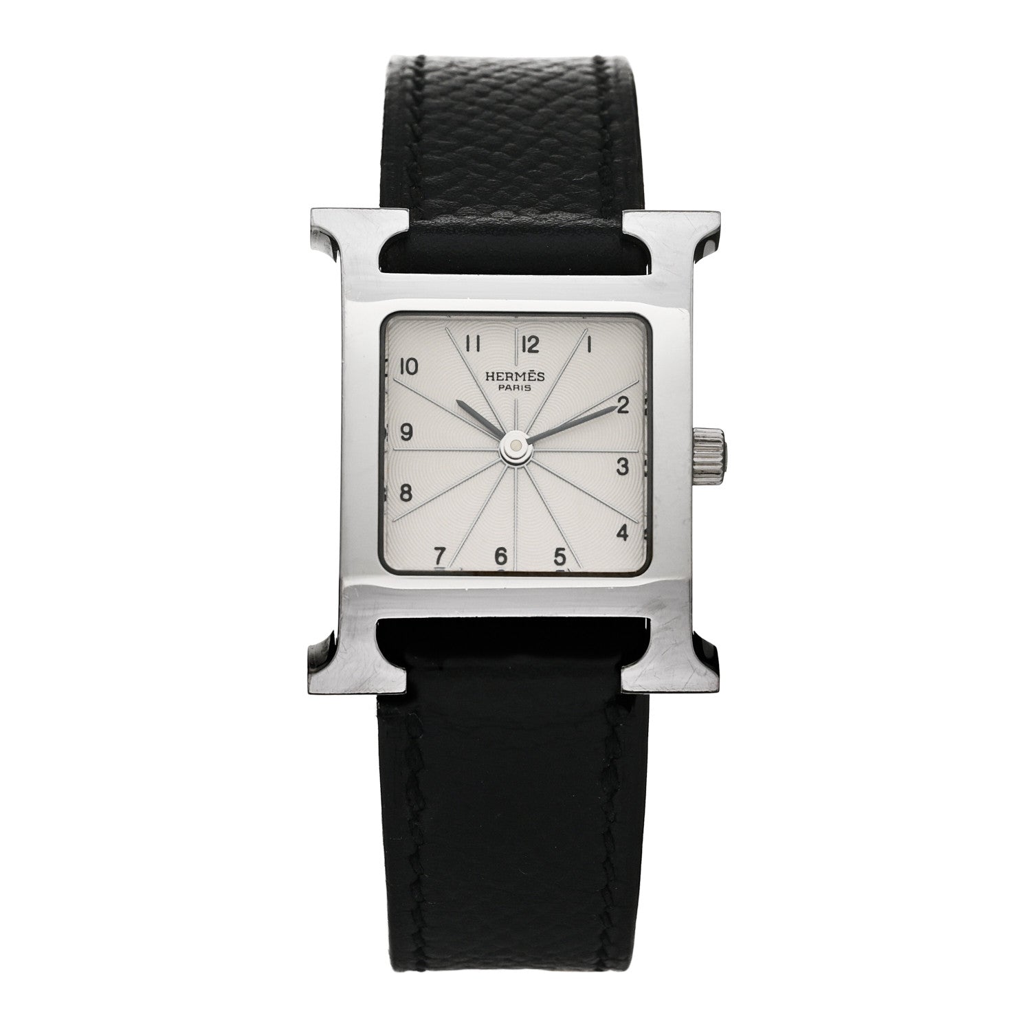 Hermes Stainless Steel Epsom 21mm Heure H Hour Quartz Watch Noir 1 of 5