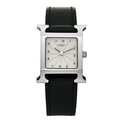 Hermes Stainless Steel Epsom 21mm Heure H Hour Quartz Watch Noir 1 of 5