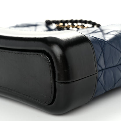 Chanel Aged Calfskin Quilted Small Gabrielle Hobo Navy Black 10 of 10