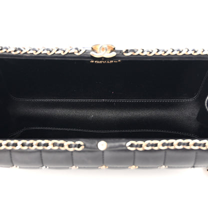 Chanel Lambskin Quilted CC Studded Chain Around Clutch Black 5 of 10