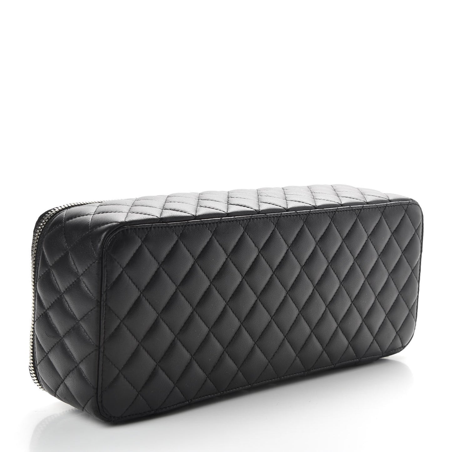 Lambskin Quilted Large Jewelry Case Black
