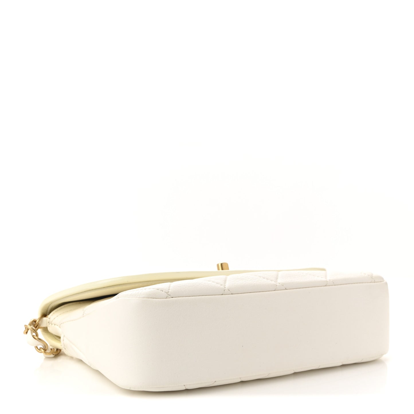 Lambskin Patent Quilted Small La Parisienne Top Handle Flap White