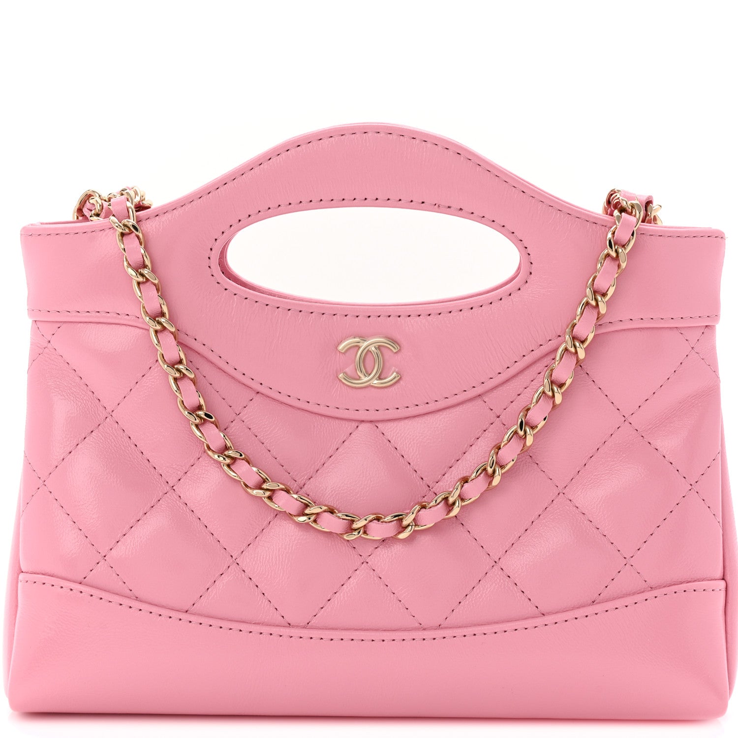 Chanel Shiny Lambskin Quilted Nano 31 Shopping Bag Pink 8 of 11