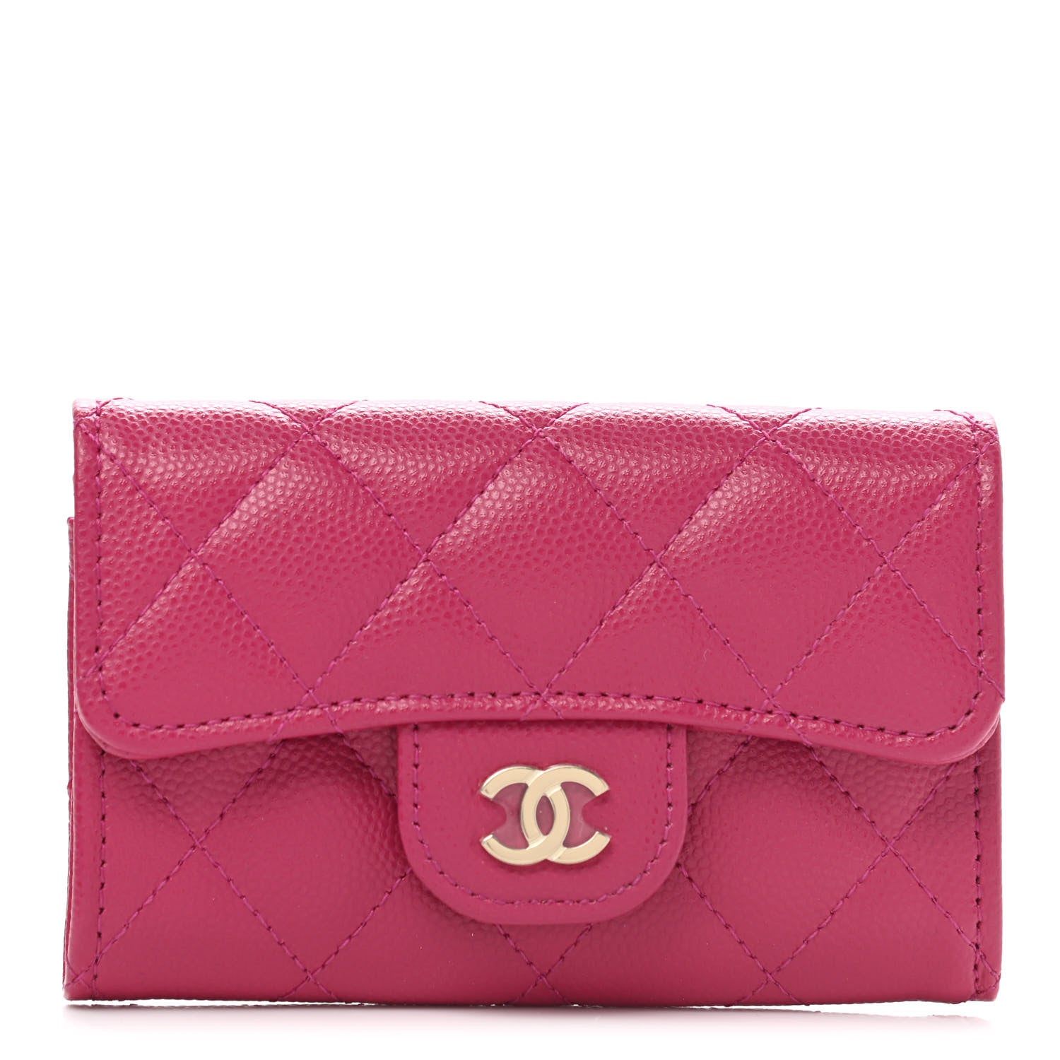 Chanel Caviar Quilted Flap Card Holder Wallet Dark Pink 1 of 9