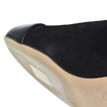 Chanel Suede Cap Toe CC Pumps 38 Black 11 of 18