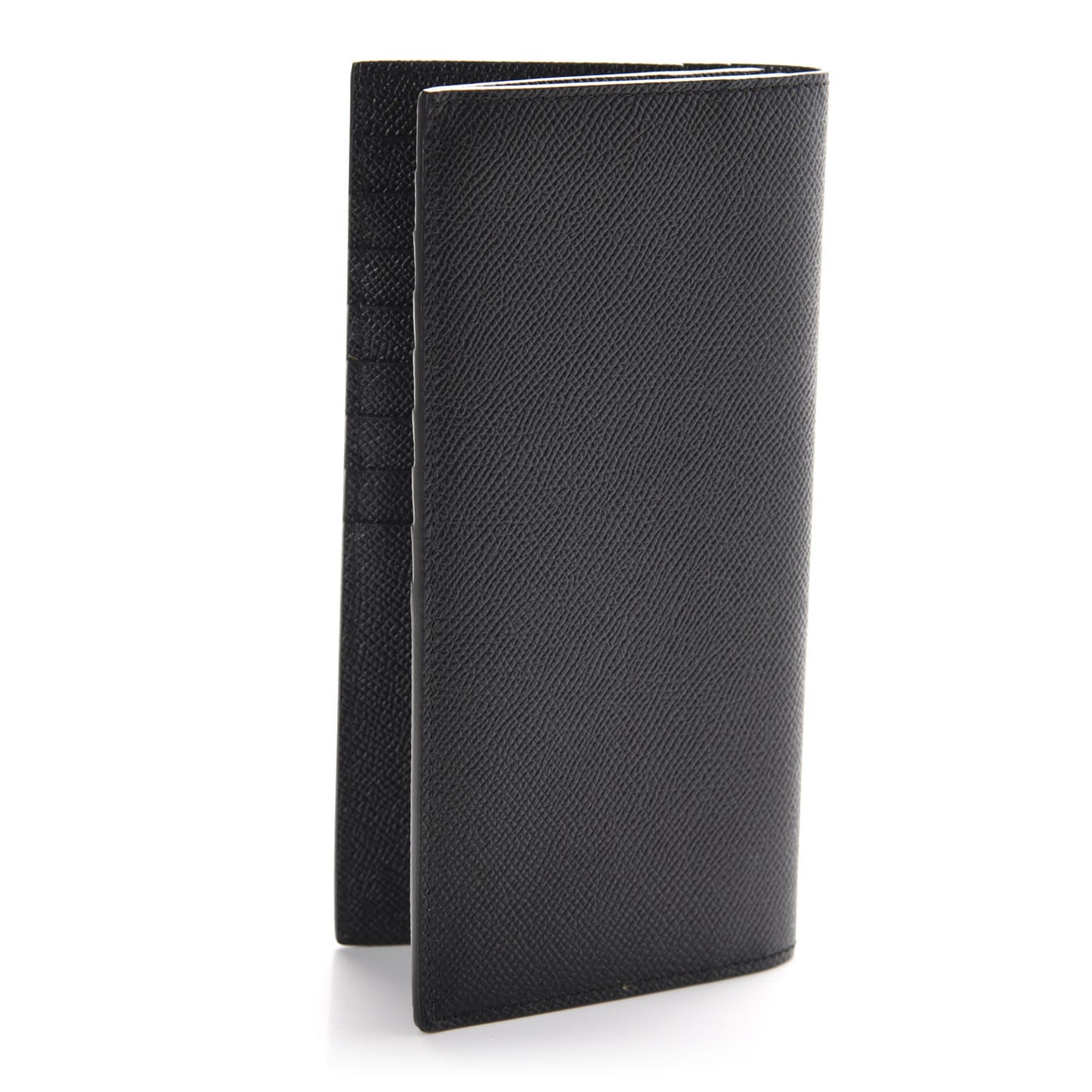 Grainy Calfskin Continental Flap Wallet Black