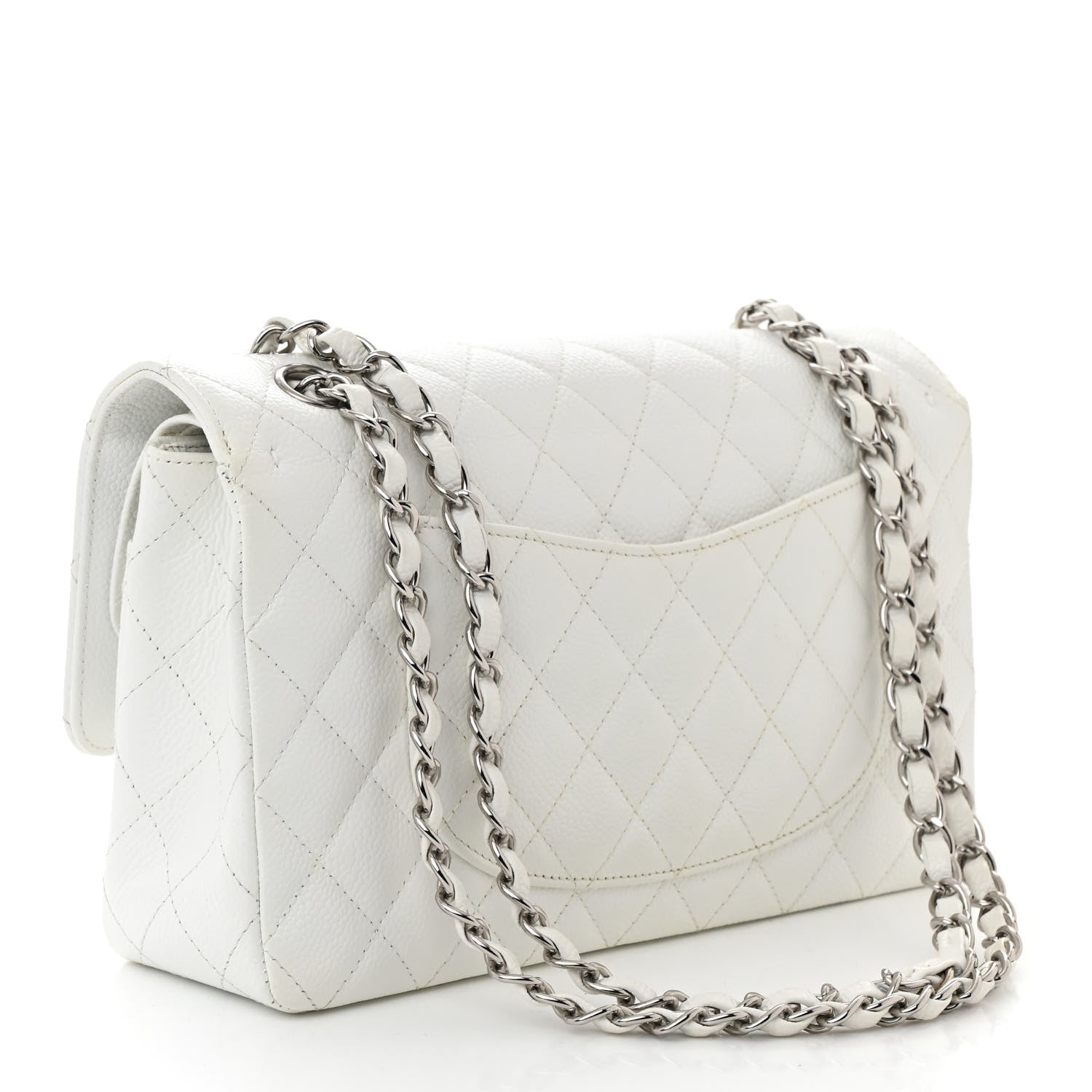 Chanel Caviar Quilted Medium Double Flap White 3 of 10