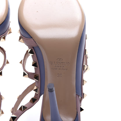 Valentino Garavani Calfskin Nappa Rockstud Ankle Strap 100mm Pumps 39 Grey Blue Poudre 10 of 16