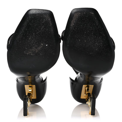 Saint Laurent Patent Calfskin Opyum 110 Sandals 38.5 Black Gold 5 of 8