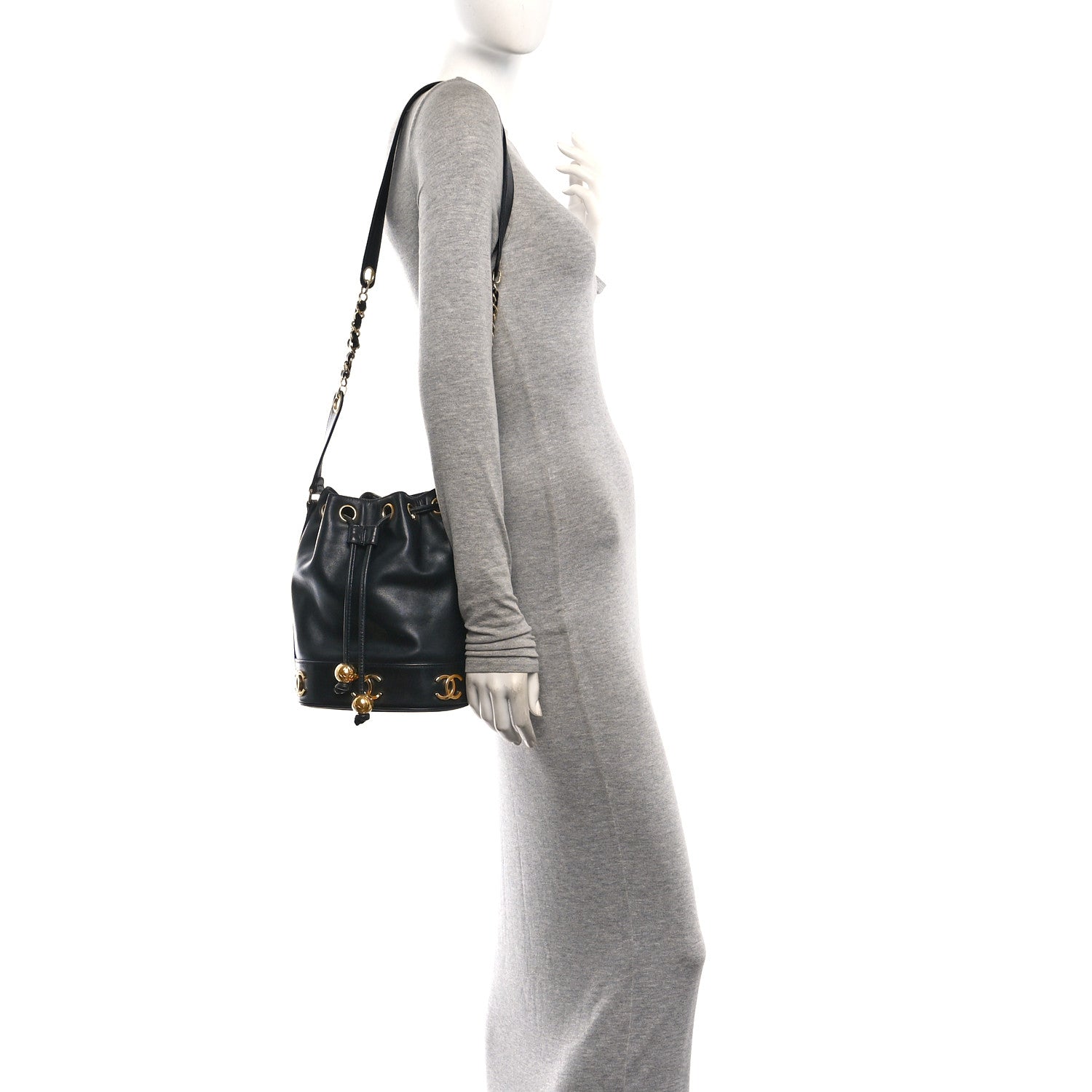 Chanel Lambskin CC Drawstring Shoulder Bag Black 2 of 11