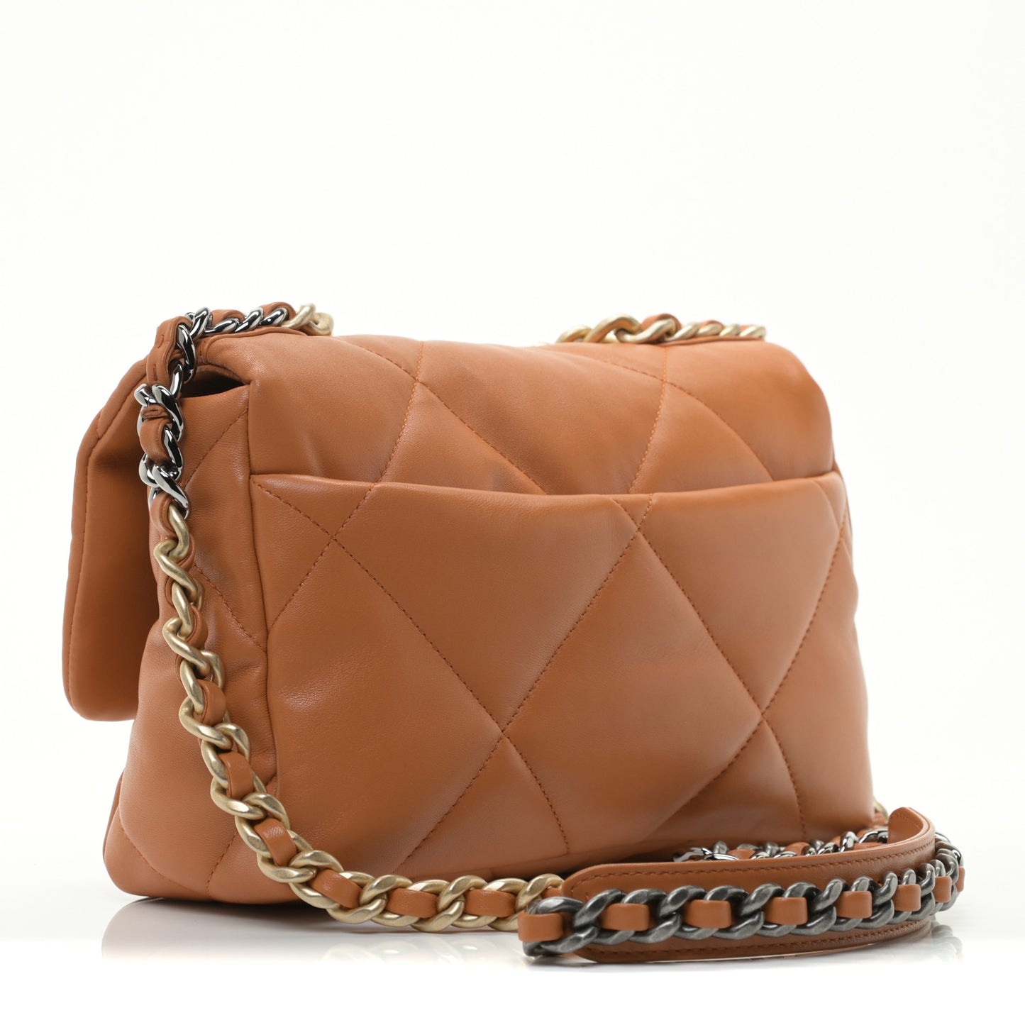 Lambskin Quilted Medium Chanel 19 Flap Brown
