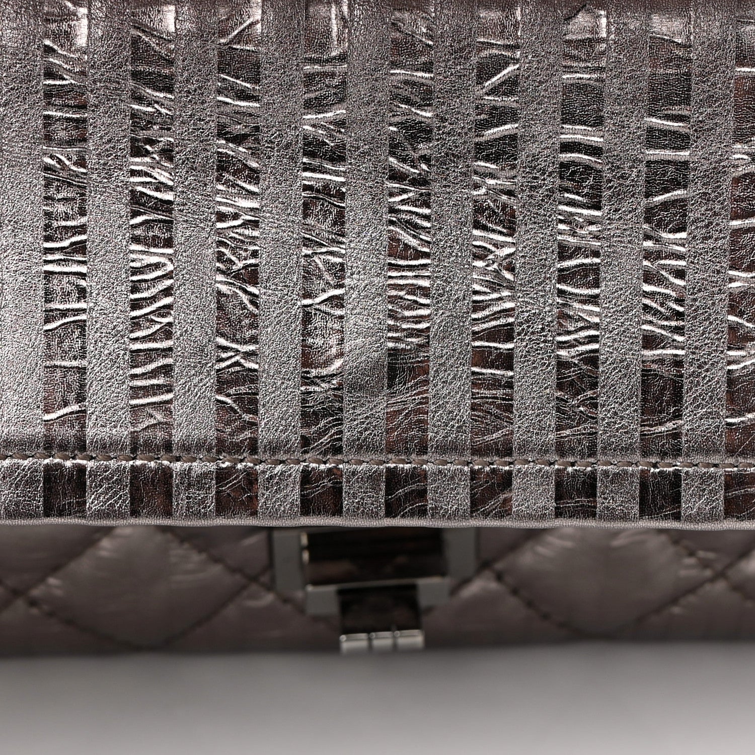 Chanel Metallic Striped Calfskin 2.55 Reissue 226 Flap Dark Silver 11 of 13
