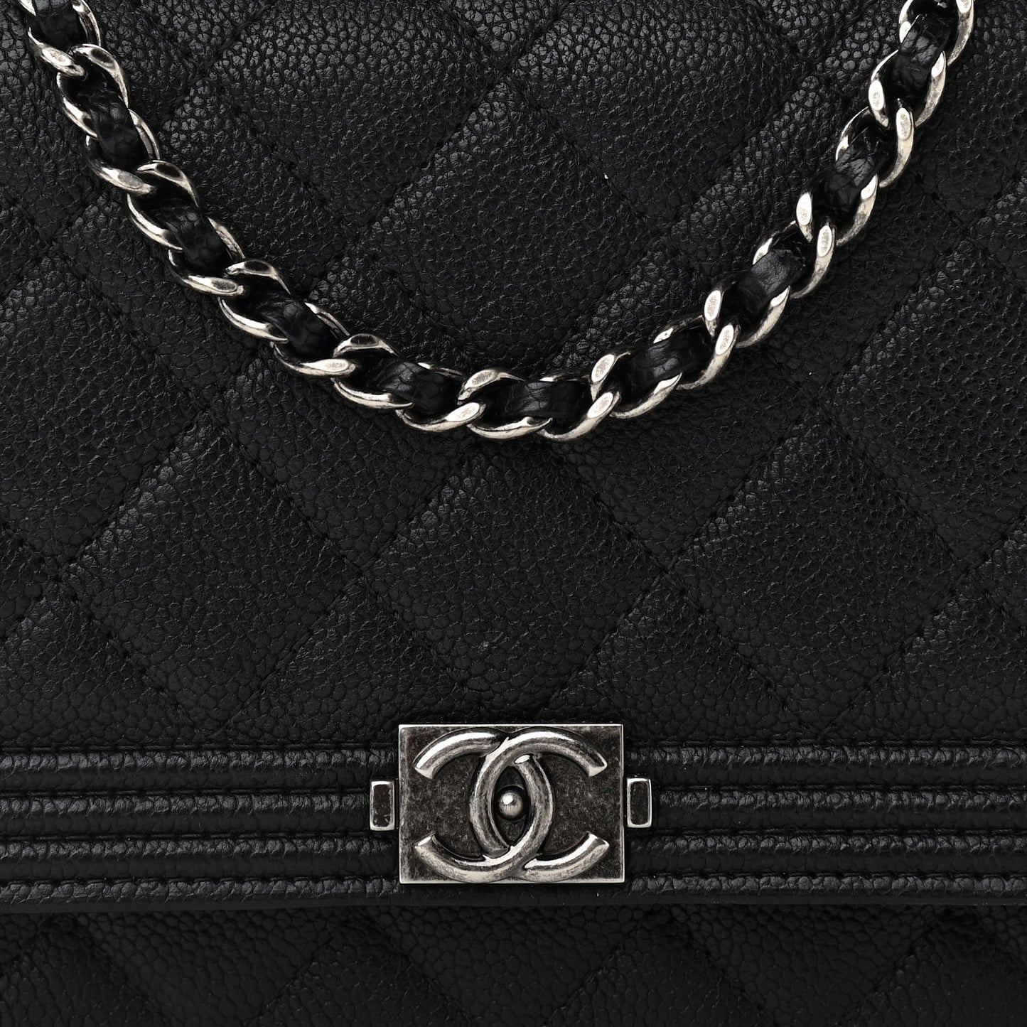 Caviar Quilted Boy Wallet On Chain WOC Black