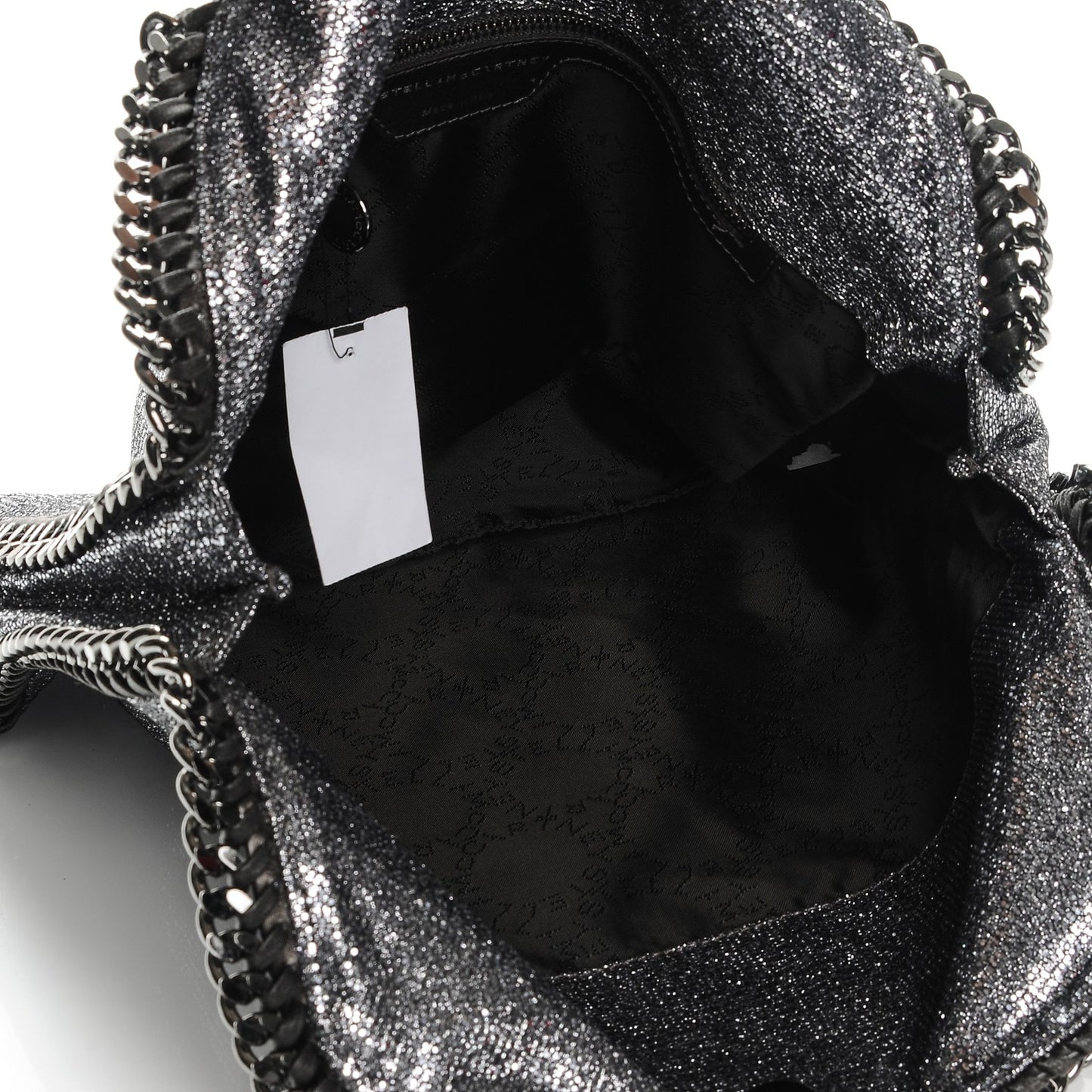 Metallic Glitter Small Falabella Tote Silver
