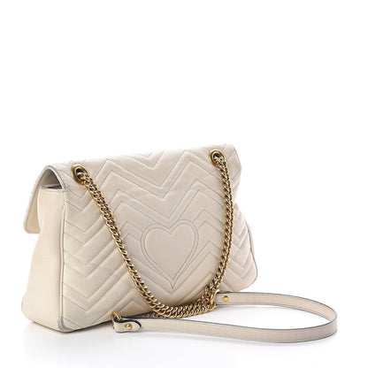 Gucci Calfskin Matelasse Medium GG Marmont Shoulder Bag White 3 of 19