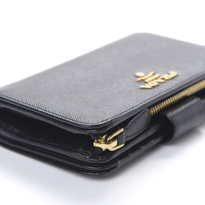 Prada Saffiano Metal Compact Wallet Black 7 of 9
