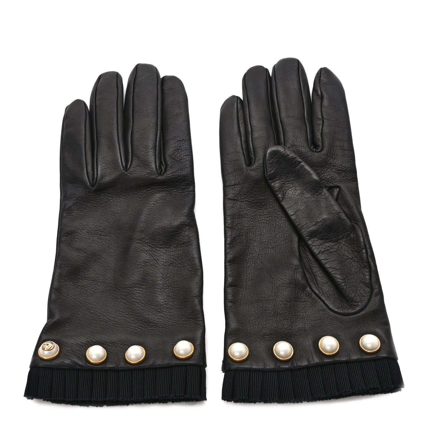 Gucci Nappa Pearl Gloves 8 Black 1 of 5