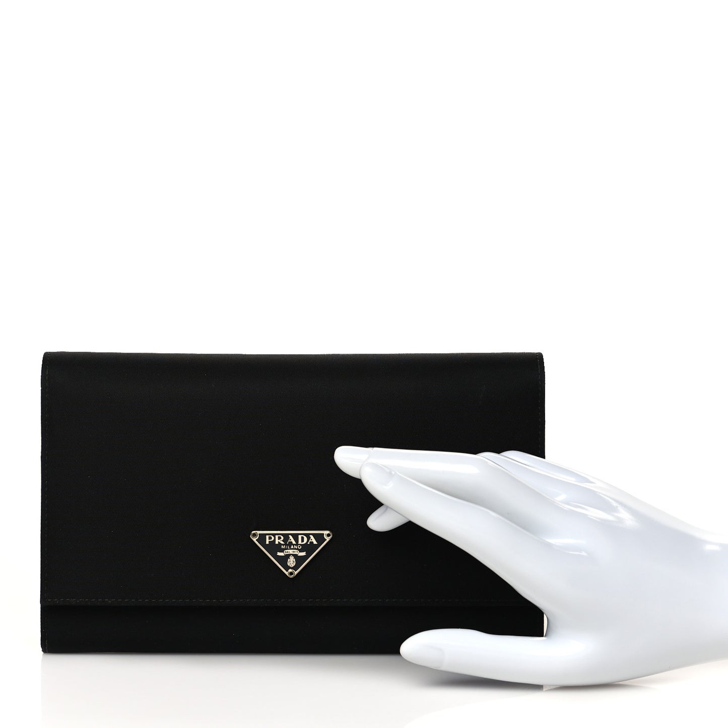 Tessuto Nylon Saffiano Flap Wallet Black