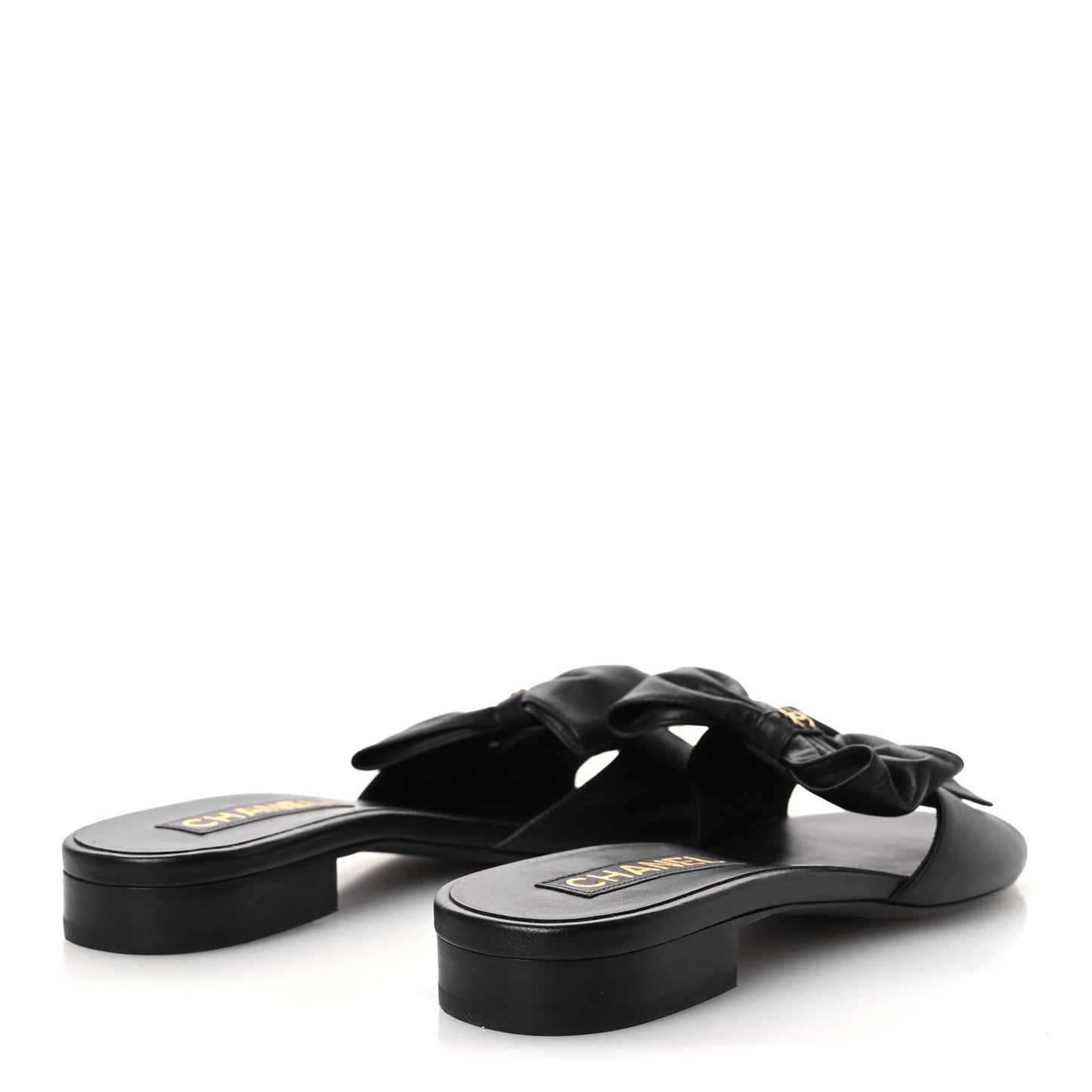 Lambskin Bow CC Mules 39.5 Black