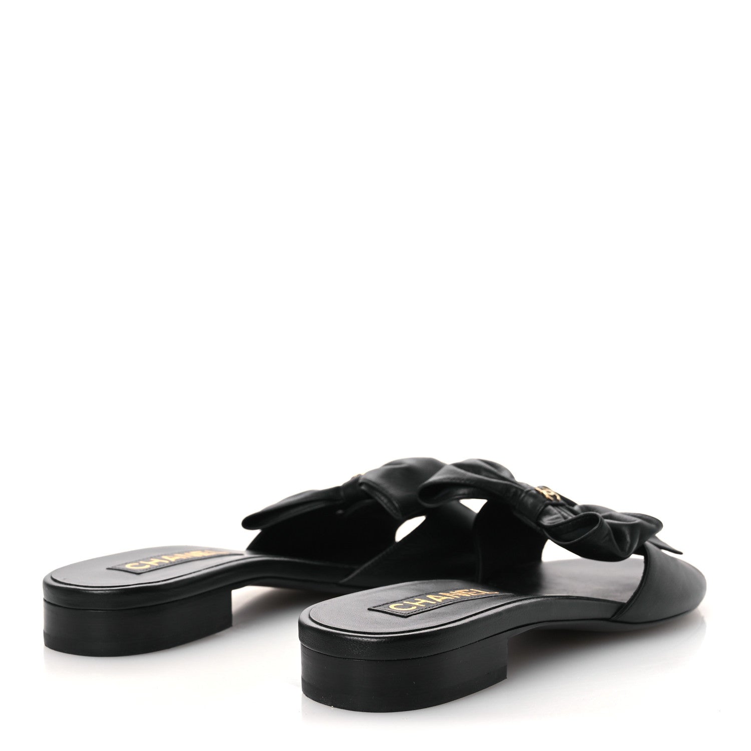 Chanel Lambskin Bow CC Mules 39.5 Black 5 of 11