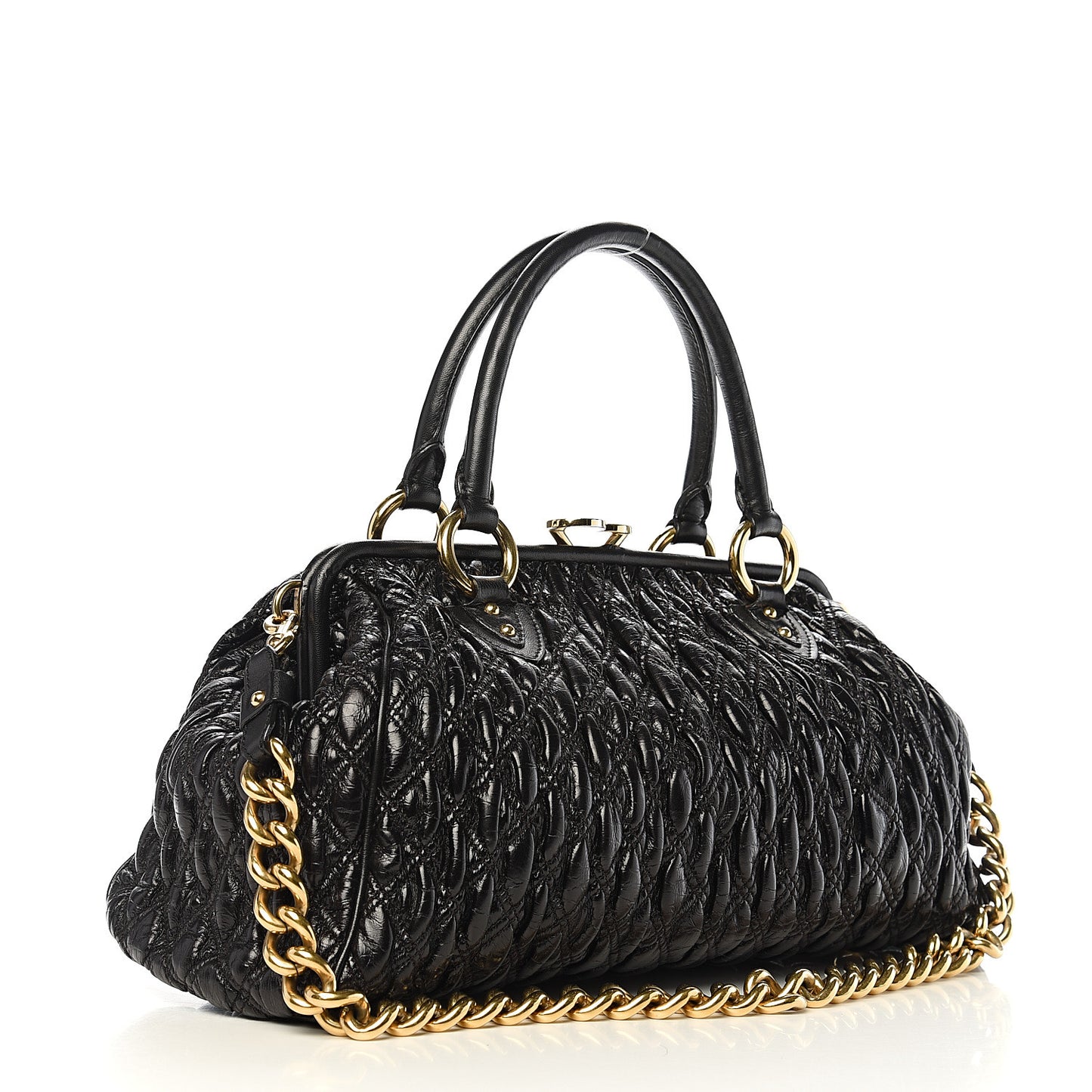 Calfskin Quilted Stam Black