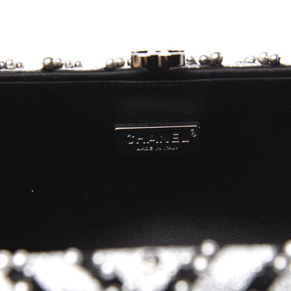 Chanel Mixed Fibers Pearl Evening Clutch Silver Black 6 of 11