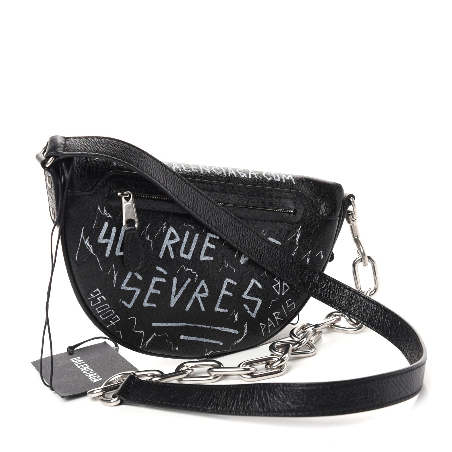 Balenciaga Agneau Arena Graffiti All Over XXS Souvenir Belt Bag Black White 3 of 9