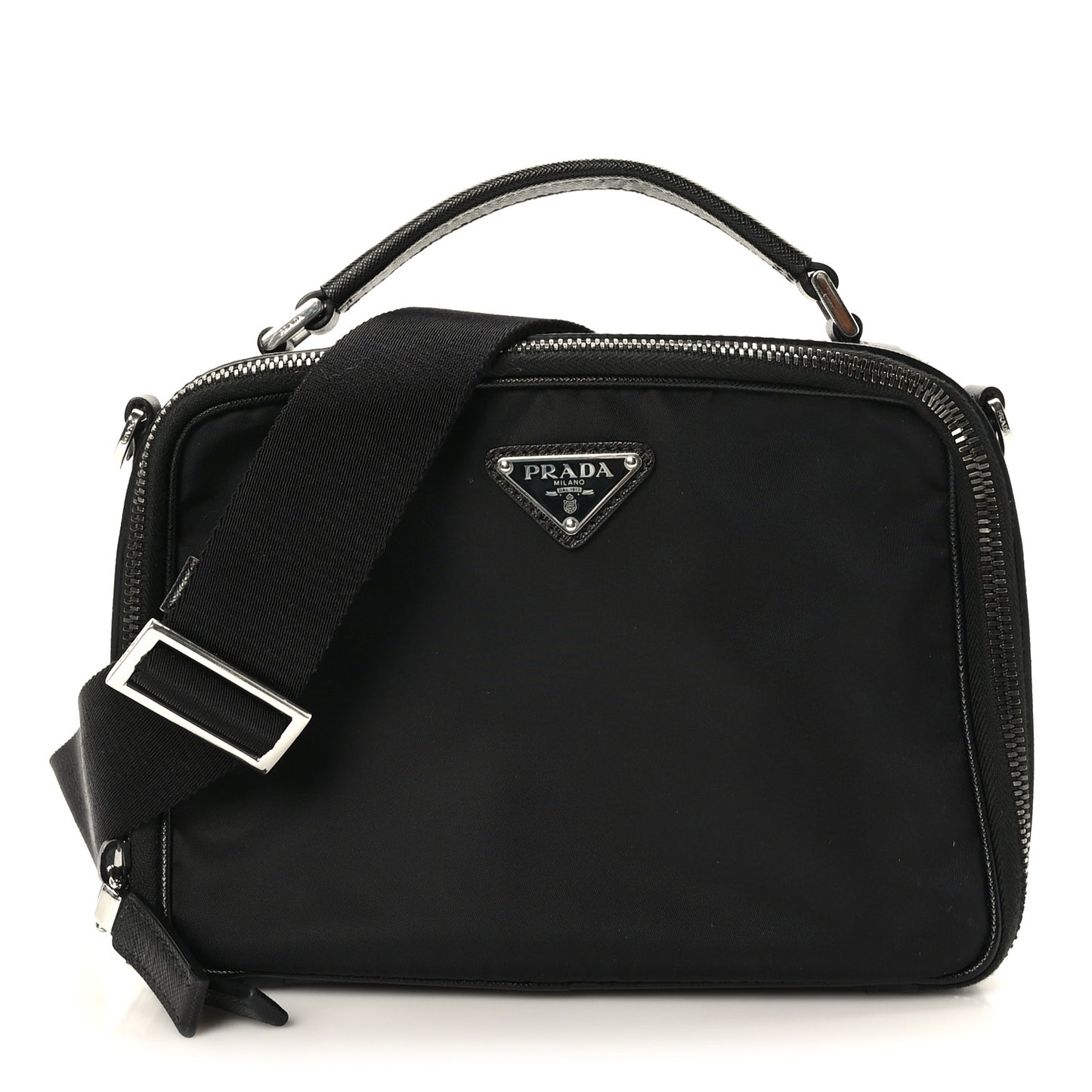 Tessuto Saffiano Medium Brique Crossbody Bag Black