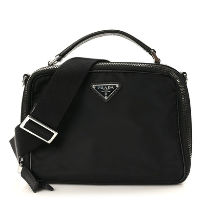 Prada Tessuto Saffiano Medium Brique Crossbody Bag Black 1 of 9