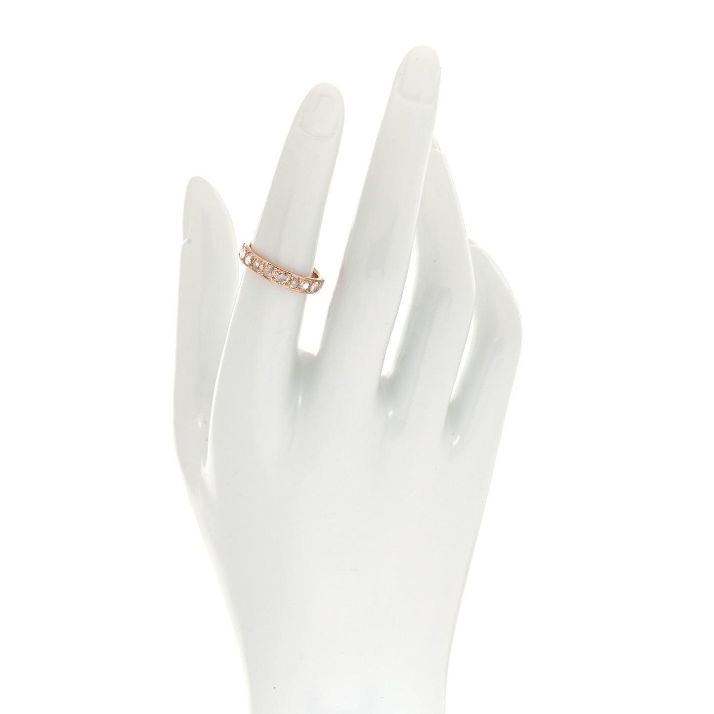 18K Rose Gold Diamond Metro Rose Cut Eternity Band Ring 52 6