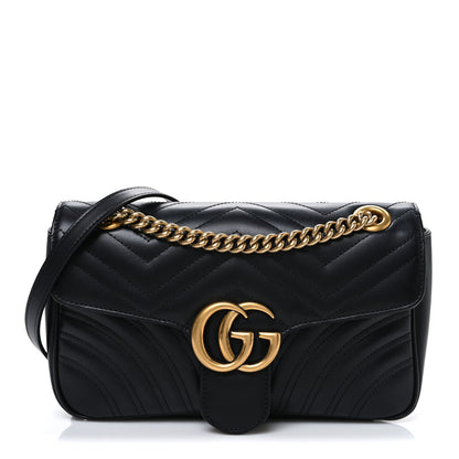 Gucci Calfskin Matelasse Small GG Marmont Shoulder Bag Black 1 of 10